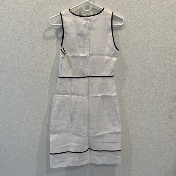 NWT J.Crew Herringbone Linen Dress White Navy 2 - Picture 6 of 9